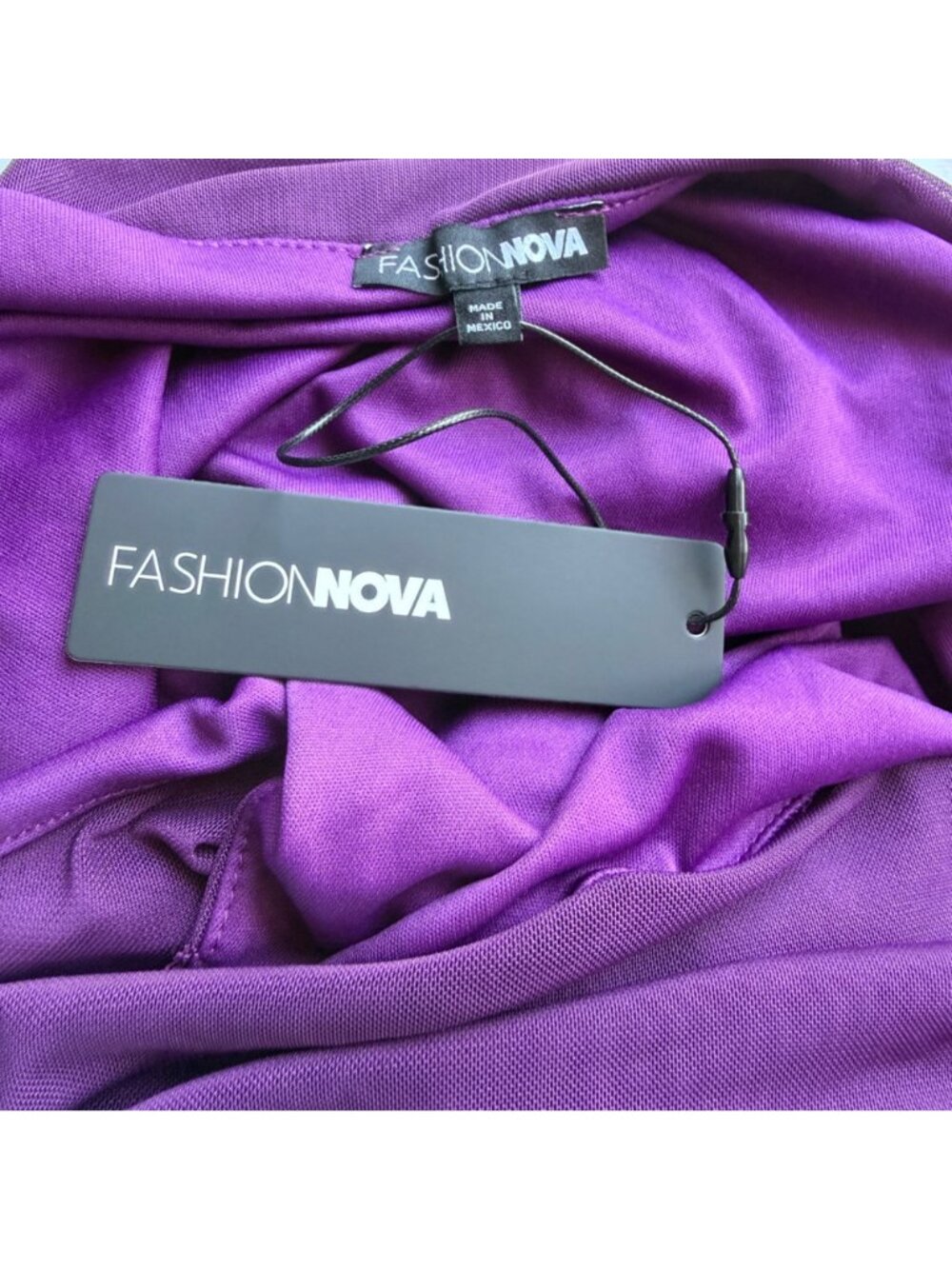 Fashion Nova Real Legacy Mesh Midi Dress Womens 3X Plum Off Shoulder Ruched - Picture 9 of 12